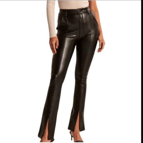 NEW! ABERCROMBIE The Skinny Ultra High Rise BLACK‎ Vegan Leather Pant, Size 4 - Picture 1 of 12